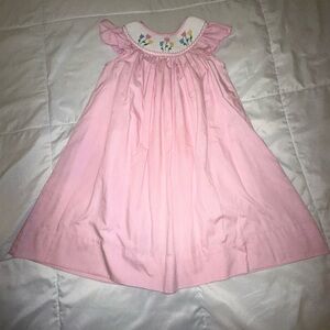 Pink Smocked Kids Casual Dress
